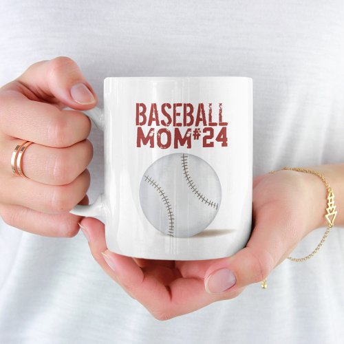 Modern Baseball Mom Simple Typography Player Coffee Mug