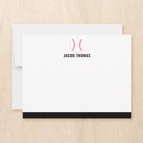 Modern Baseball Personalized Flat Note Card