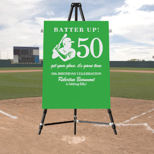 Modern Baseball Player Men's 50th Birthday Foam Board