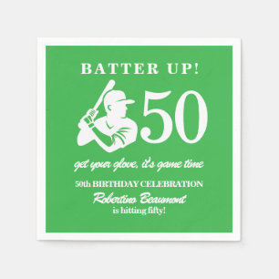 Modern Baseball Player Men's 50th Birthday Napkins