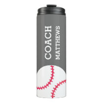 Modern Baseball Softball Coach Personalized Gray Thermal Tumbler