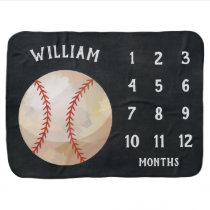 Modern Baseball Sports Ball Baby Monthly Milestone Baby Blanket Modern Baseball Sports Ball Baby Monthly Milestone Baby Blanket