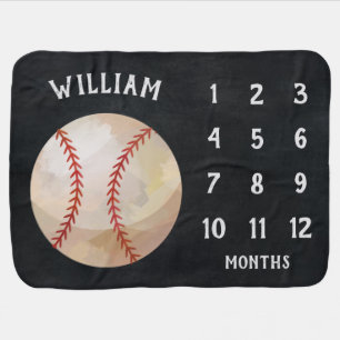 Modern Baseball Sports Ball Baby Monthly Milestone Blanket