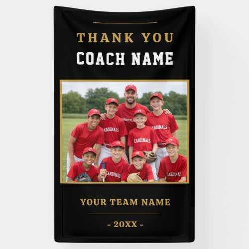 Modern Baseball Team Photo Coach Thank You Banner