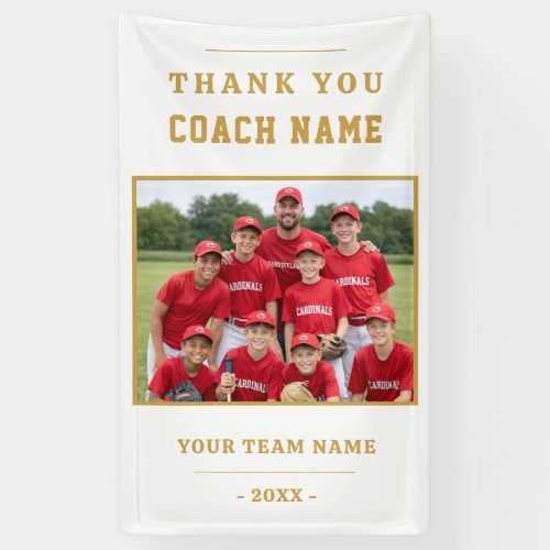 Modern Baseball Team Photo Coach Thank You Banner