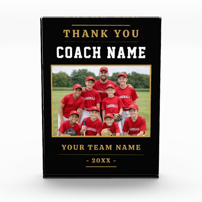 Modern Baseball Team Thank you Coach Acrylic Award (Front)