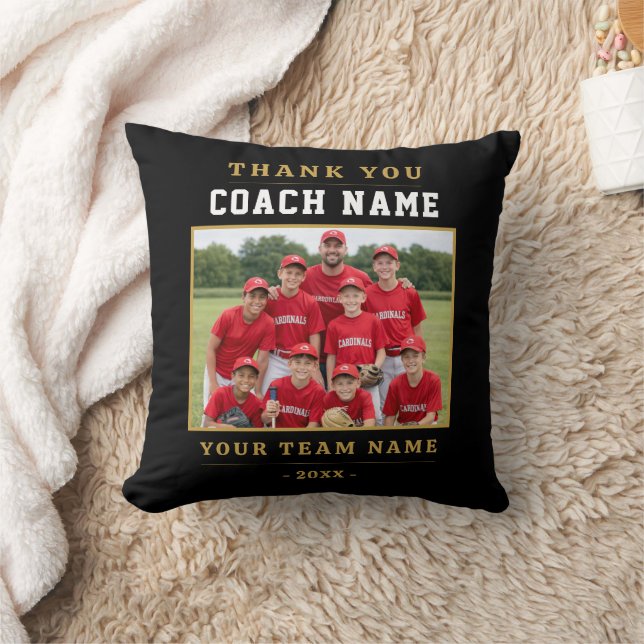 Modern Baseball Team Thank you Coach Throw Pillow (Blanket)