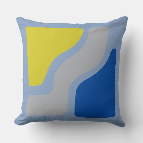 Modern Basic Abstract Boho Shapes Blue  yellow Throw Pillow