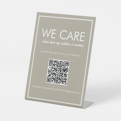 Modern Basic Beige QR Code Feedback Counter Sign