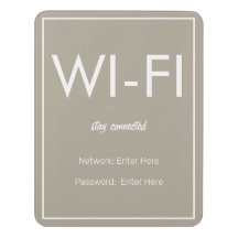 Modern Basic Beige Wi-Fi Guest Sign