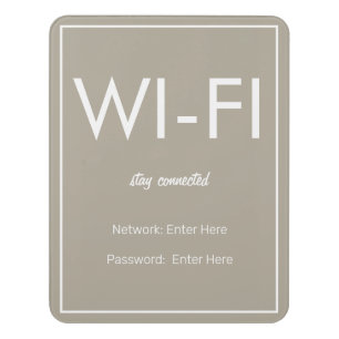 Modern Basic Beige Wi-Fi Guest Sign