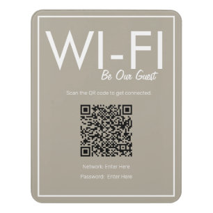 Modern Basic Beige Wi-Fi QR Code Guest Sign