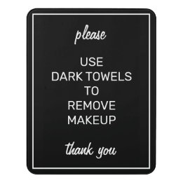 Modern Basic Black Bathroom Makeup Towel Sign