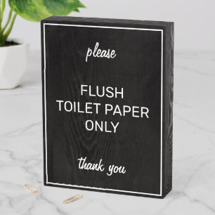 Modern Basic Black Bathroom Septic Wood Sign