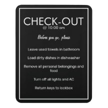 Modern Basic Black Guest Check Out Sign