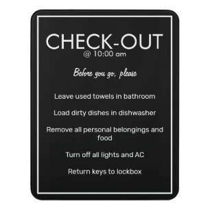 Modern Basic Black Guest Check Out Sign