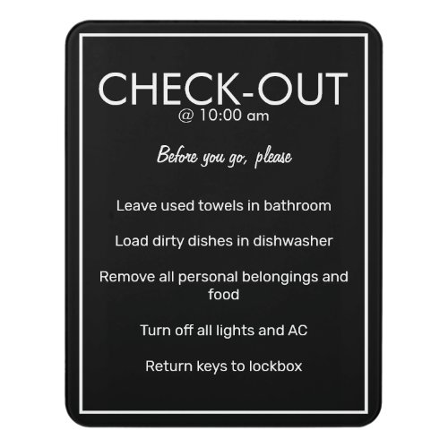 Modern Basic Black Guest Check Out Sign