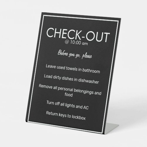 Modern Basic Black Guest Check Out Table Sign