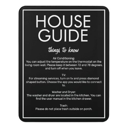 Modern Basic Black House Guide Guest Sign