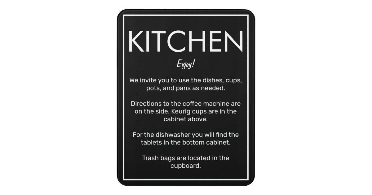 Modern Basic Black Kitchen Sign | Zazzle
