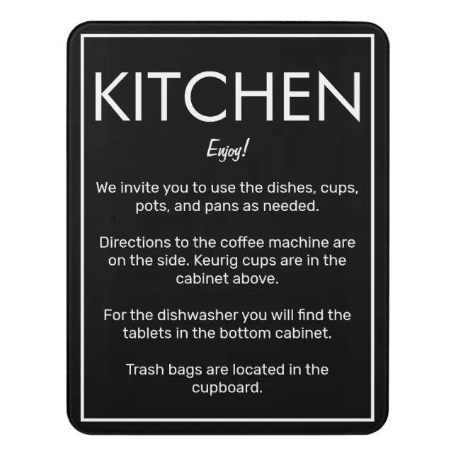 Modern Basic Black Kitchen Sign | Zazzle