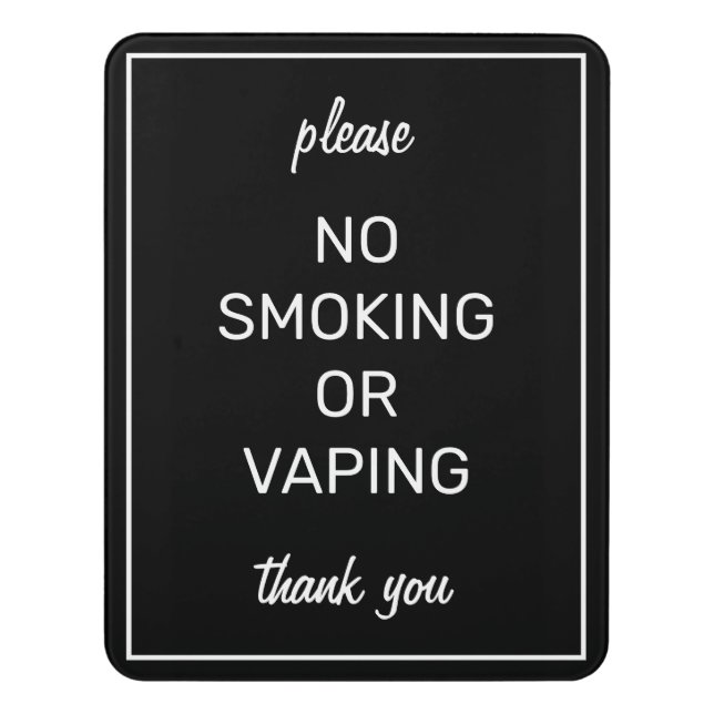 Modern Basic Black No Smoking Sign (Contemporary Vert)