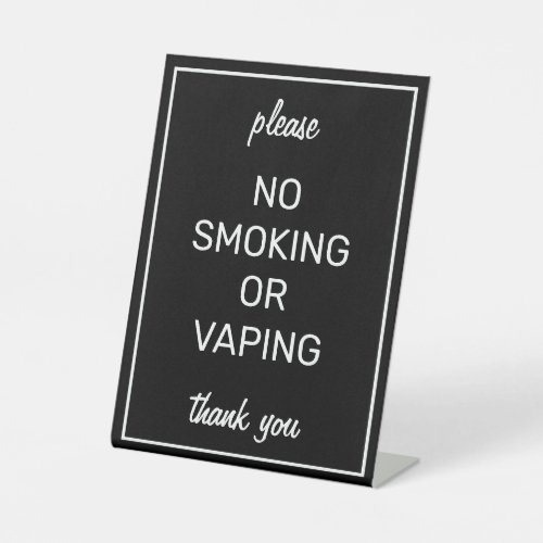 Modern Basic Black No Smoking Tabletop Sign