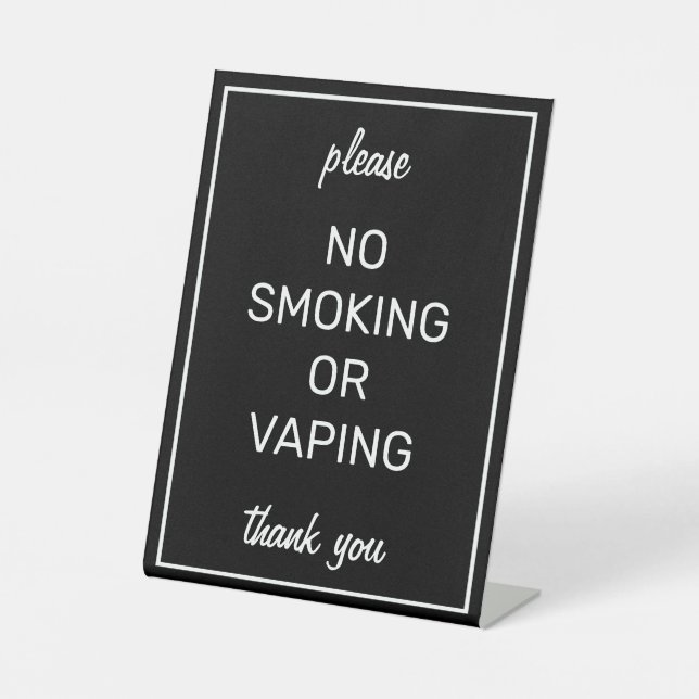 Modern Basic Black No Smoking Tabletop Sign (Front)