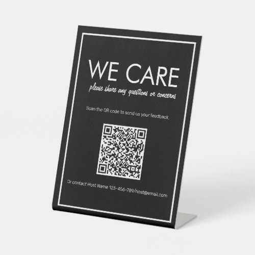 Modern Basic Black QR Code Feedback Counter Sign