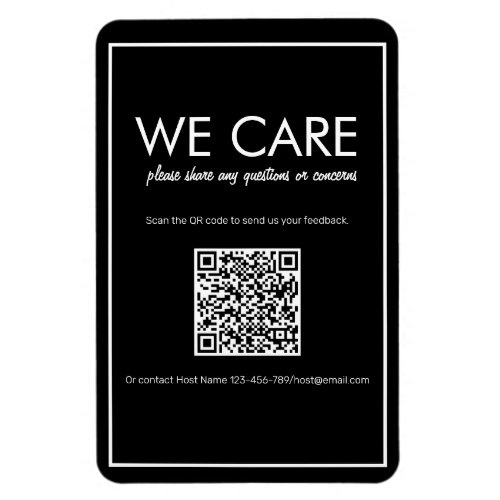 Modern Basic Black QR Code Feedback Magnet