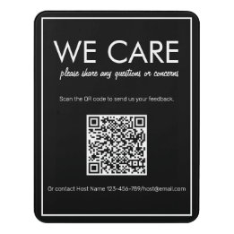 Modern Basic Black QR Code Feedback Sign