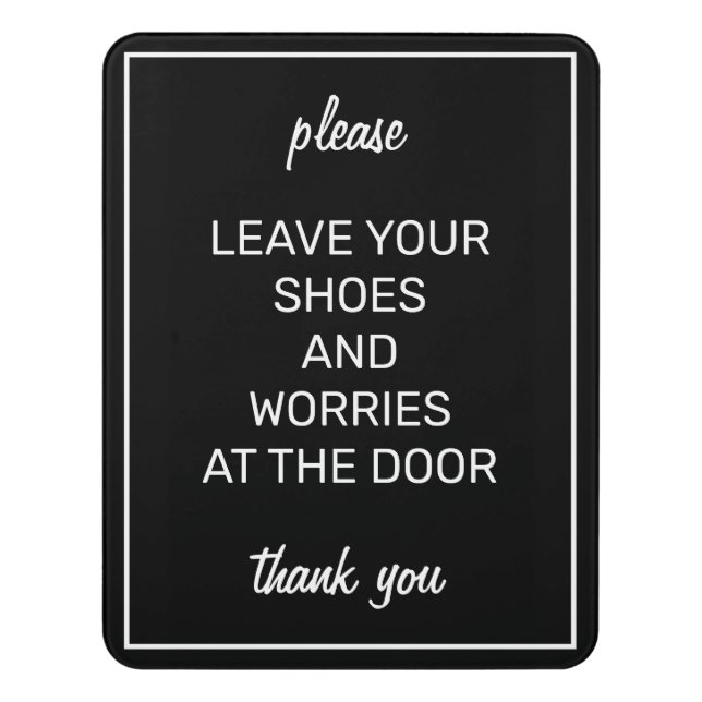 Modern Basic Black Remove Shoes Sign (Contemporary Vert)
