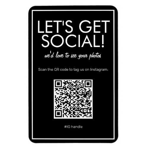 Modern Basic Black Social Media QR Code Magnet