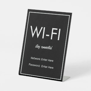 Modern Basic Black Wi-Fi Guest Pedestal Sign