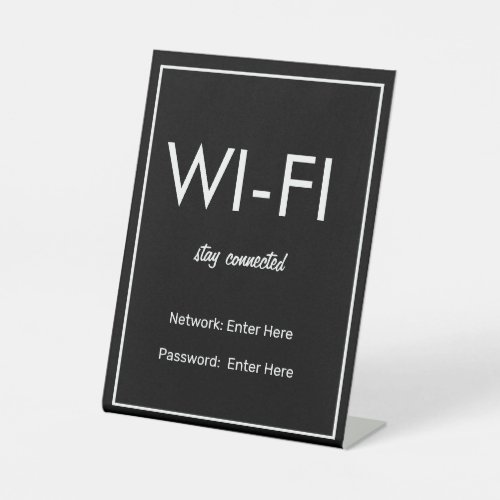 Modern Basic Black Wi_Fi Guest Pedestal Sign