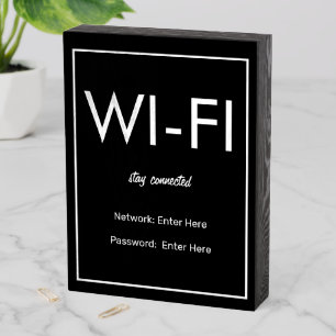 Modern Basic Black Wi-Fi Guest Wood Box Sign