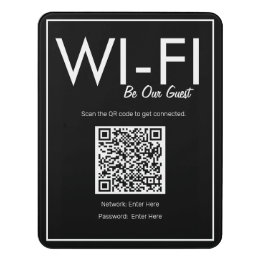 Modern Basic Black Wi-Fi QR Code Guest Sign