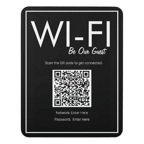 Modern Basic Black Wi_Fi QR Code Guest Sign