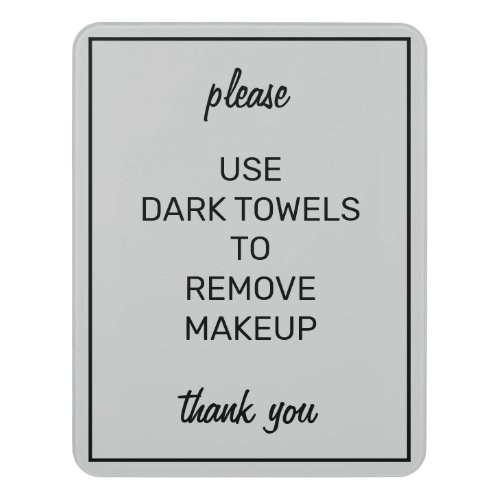 Modern Basic Gray Bathroom Makeup Towel Sign