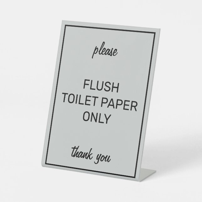 Modern Basic Gray Bathroom Septic Pedestal Sign (Front)