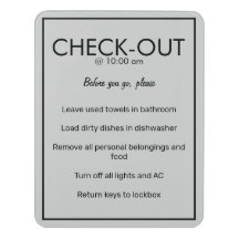 Modern Basic Gray Guest Check Out Sign