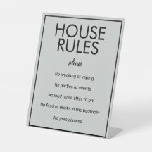 Modern Basic Gray House Rules Guest Pedestal Sign