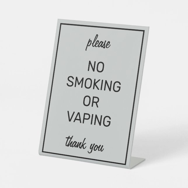 Modern Basic Gray No Smoking Tabletop Sign (Front)