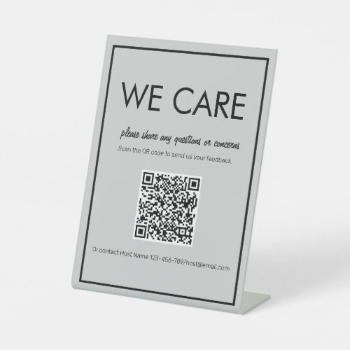 Modern Basic Gray QR Code Feedback Counter Sign