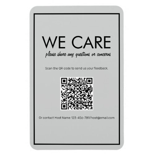 Modern Basic Gray QR Code Feedback Magnet