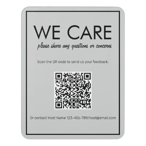 Modern Basic Gray QR Code Feedback Sign