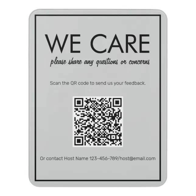 Modern Basic Gray QR Code Feedback Sign | Zazzle
