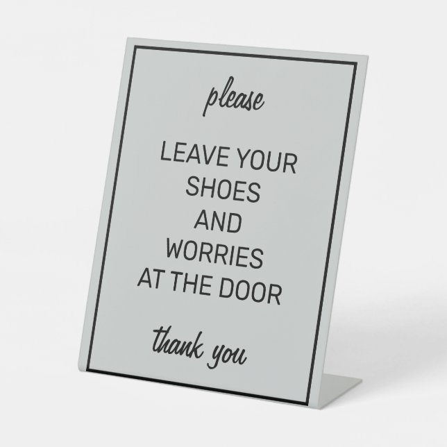 Modern Basic Gray Remove Shoes Counter Sign (Front)