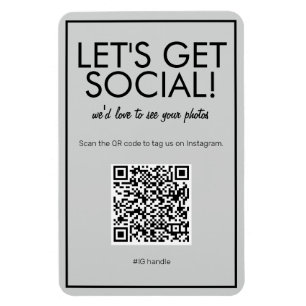 Modern Basic Gray Social Media QR Code Magnet