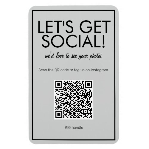 Modern Basic Gray Social Media QR Code Magnet